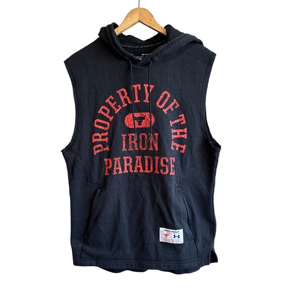 Under Armour Project Rock Sleeveless Hooded Fleece Tank Black S - Picture 1 of 11